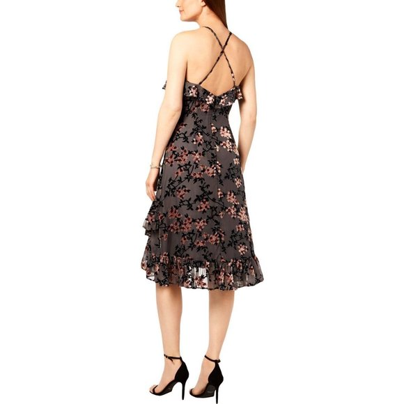 AVEC LES FILLES Burnout Party Dress in Gray + Pink Floral Size 2 New - Picture 3 of 16